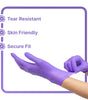CE Disposables Purple Nitrile Gloves featuring tear-resistant design and skin-friendly material
