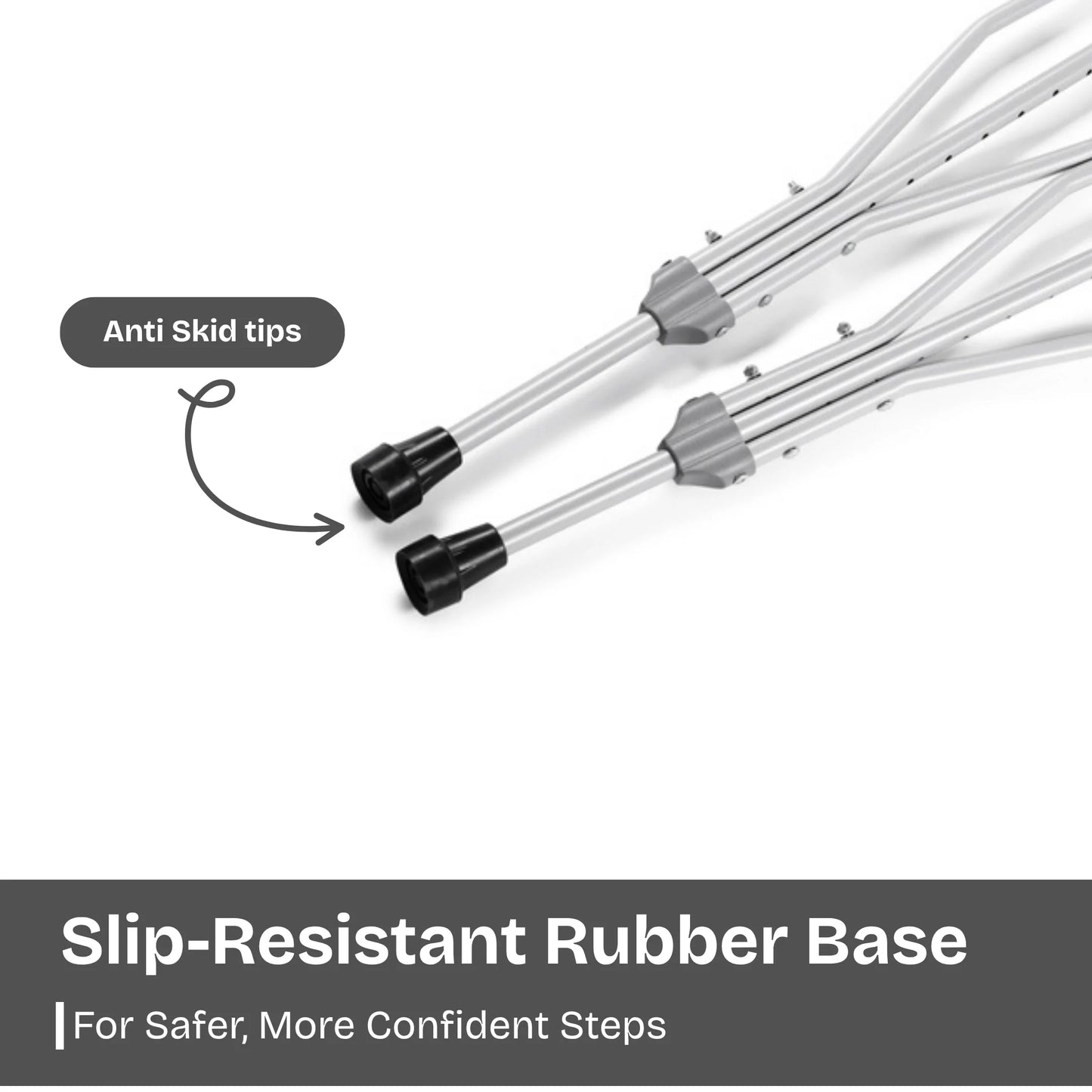 Aluminum Underarm Crutches, Lightweight & Adjustable