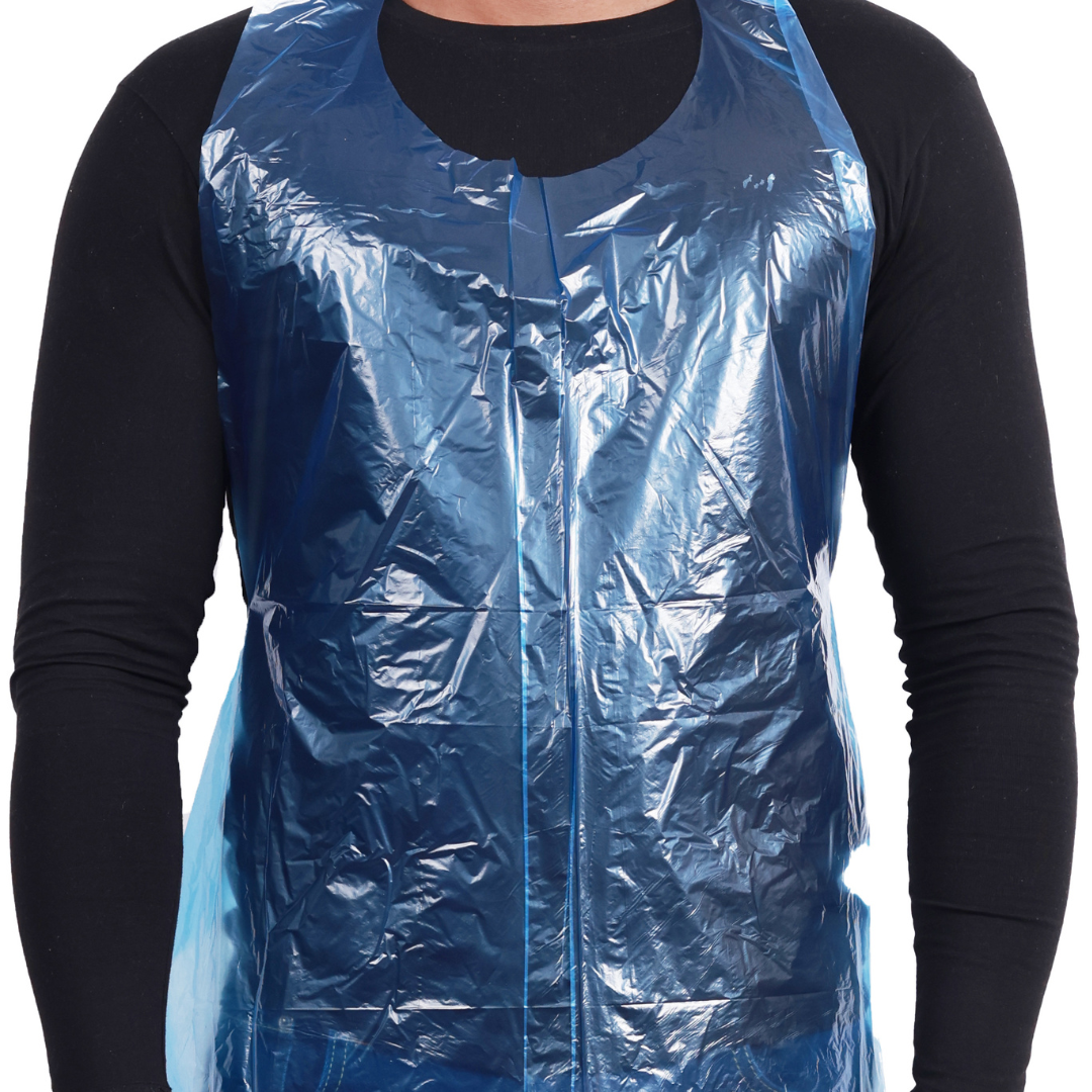 Blue disposable aprons wholesale designed for protection and comfort during food preparation tasks