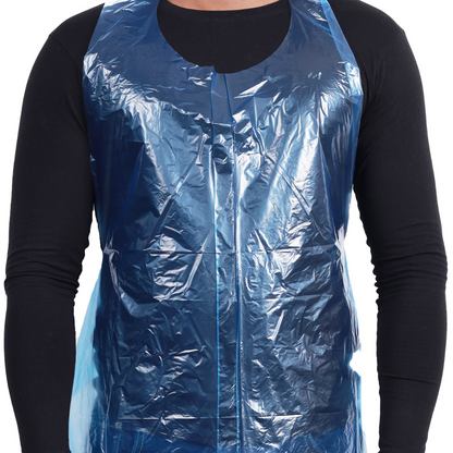Blue disposable aprons wholesale designed for protection and comfort during food preparation tasks