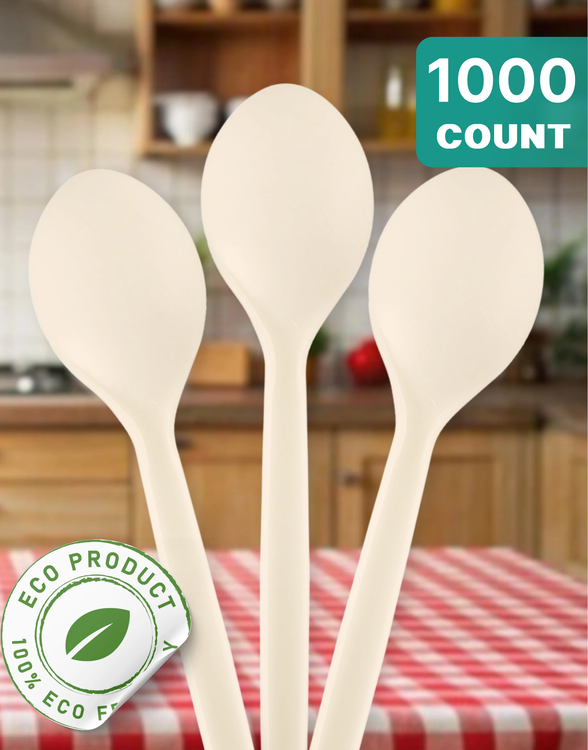 CE Disposables eco-friendly disposable spoons in white 1000 count with eco product seal