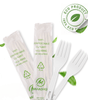 Eco-friendly CE Disposables fork made from 100% compostable materials in biodegradable packaging