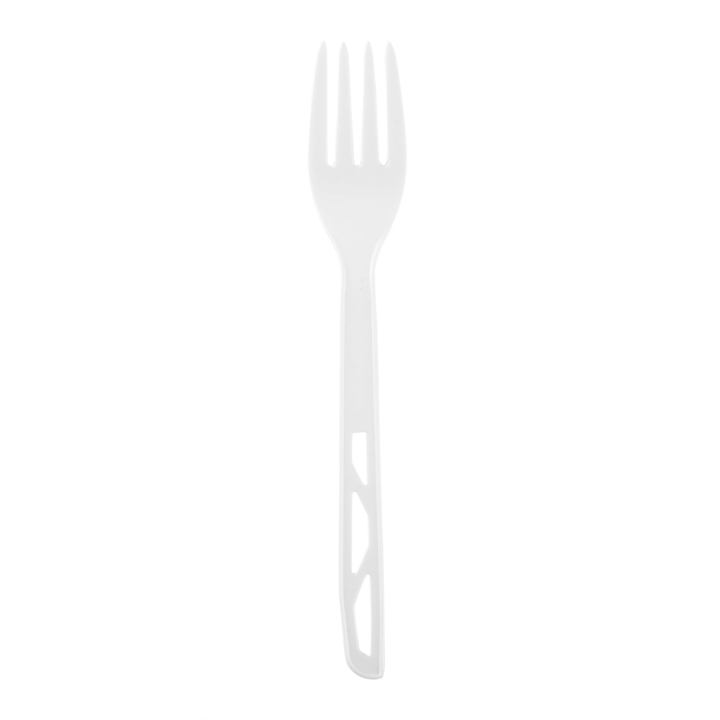 White CE Disposables fork made of sturdy plastic for convenient serving at events
