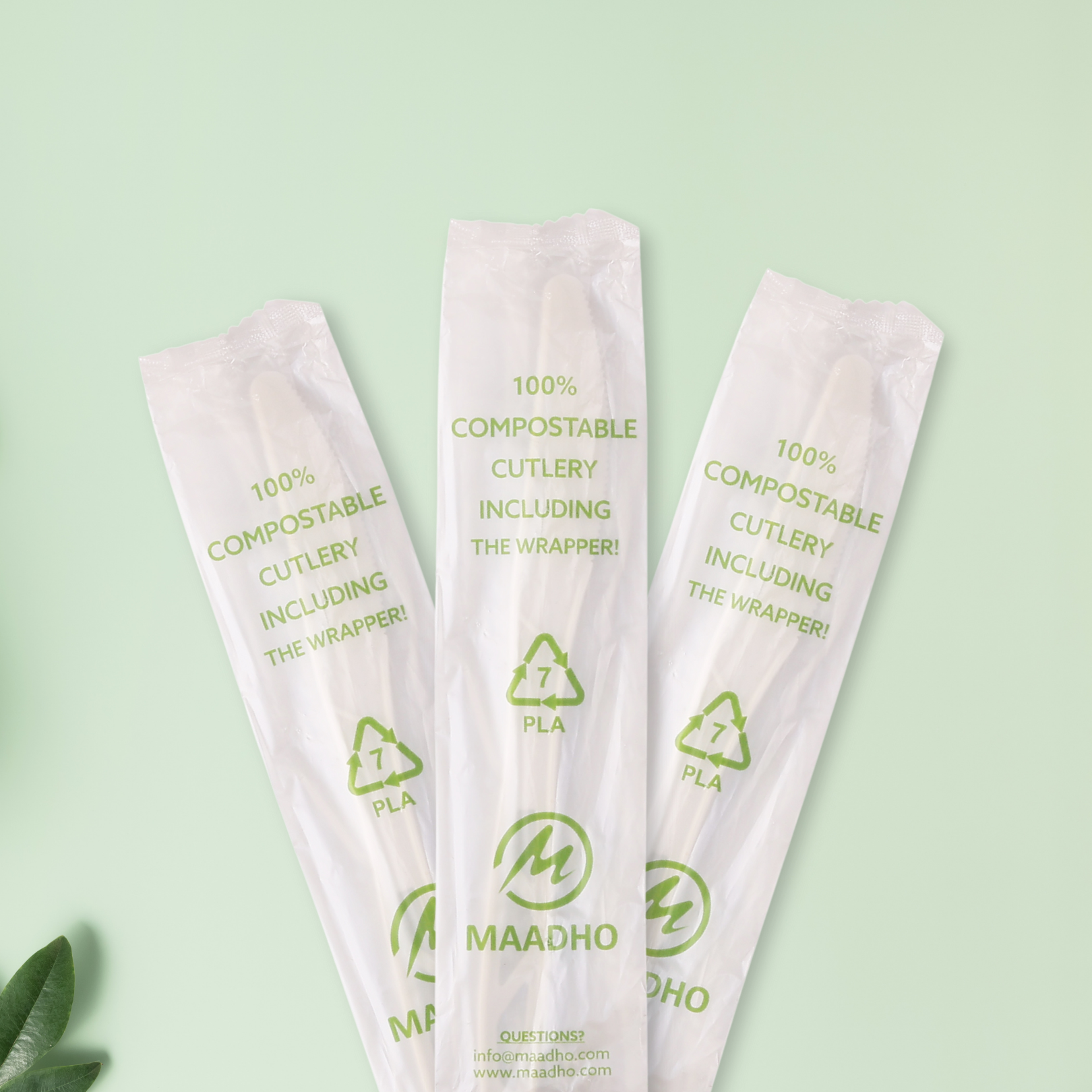 CE Disposables 100% Compostable Disposable Knife with Eco-Friendly Wrapper for Sustainable Dining